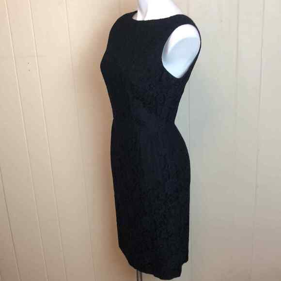 Vintage 50s 60s Wide Neck Lace Floral Wiggle Dress Small Medium Pin Up Cocktail - Picture 3 of 6